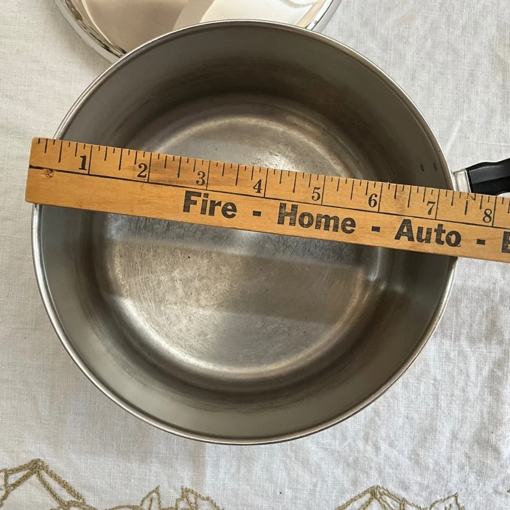 Vintage Farberware Stainless Steel 3qt Saucepan Lid Black Handle Pot